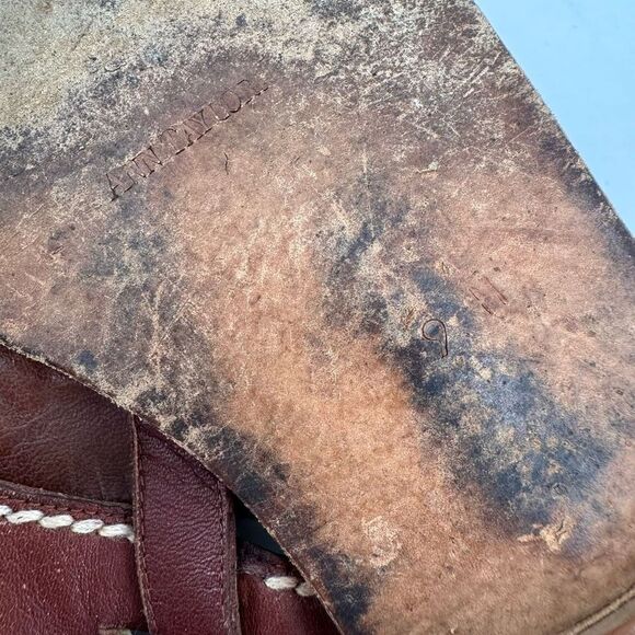 Vintage 90s Ann Taylor Womens Leather Embroidered Slingback Sandals Brown Size 9 - Picture 7 of 10